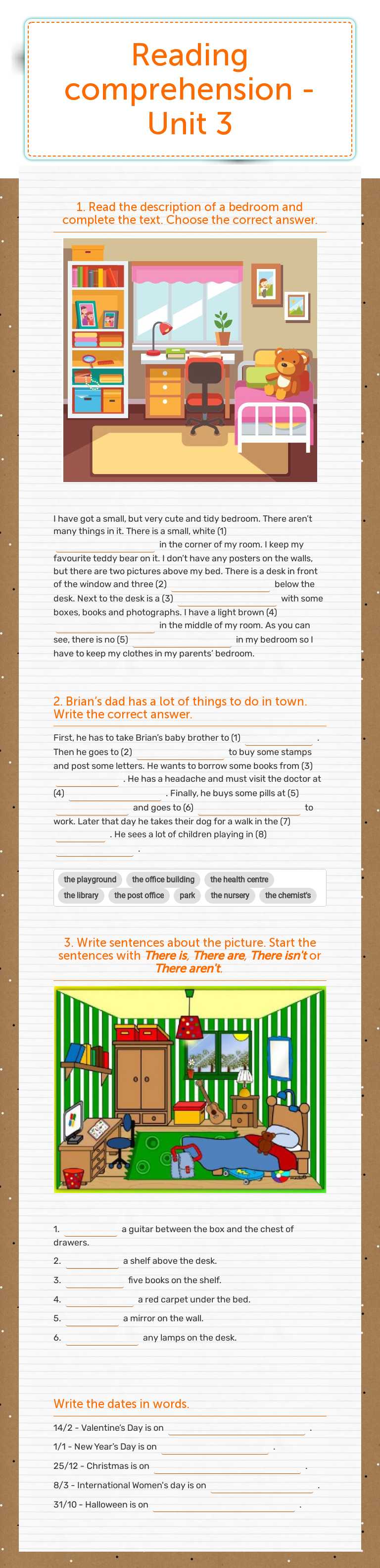 Reading comprehension - Unit 3 worksheet preview