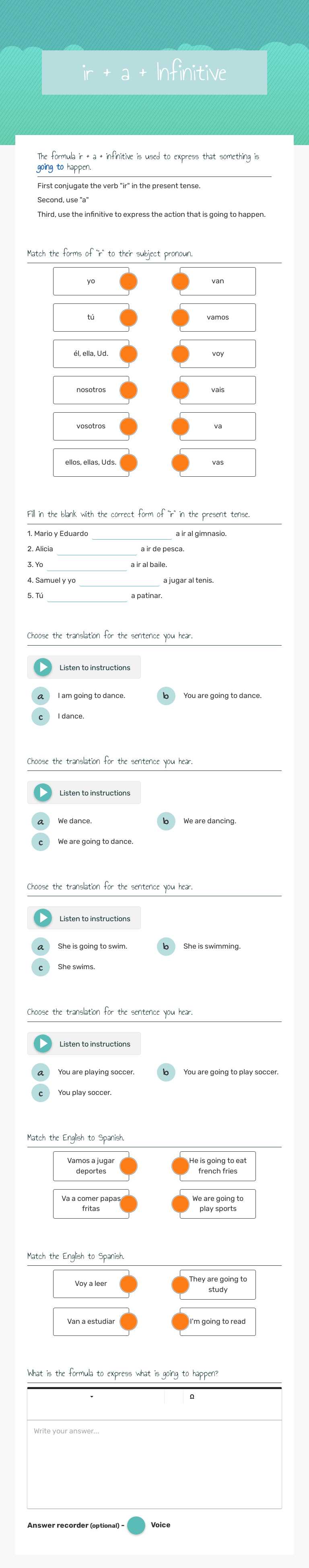ir + a + Infinitive worksheet preview image