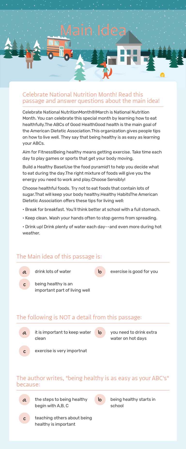 Main Idea worksheet preview image