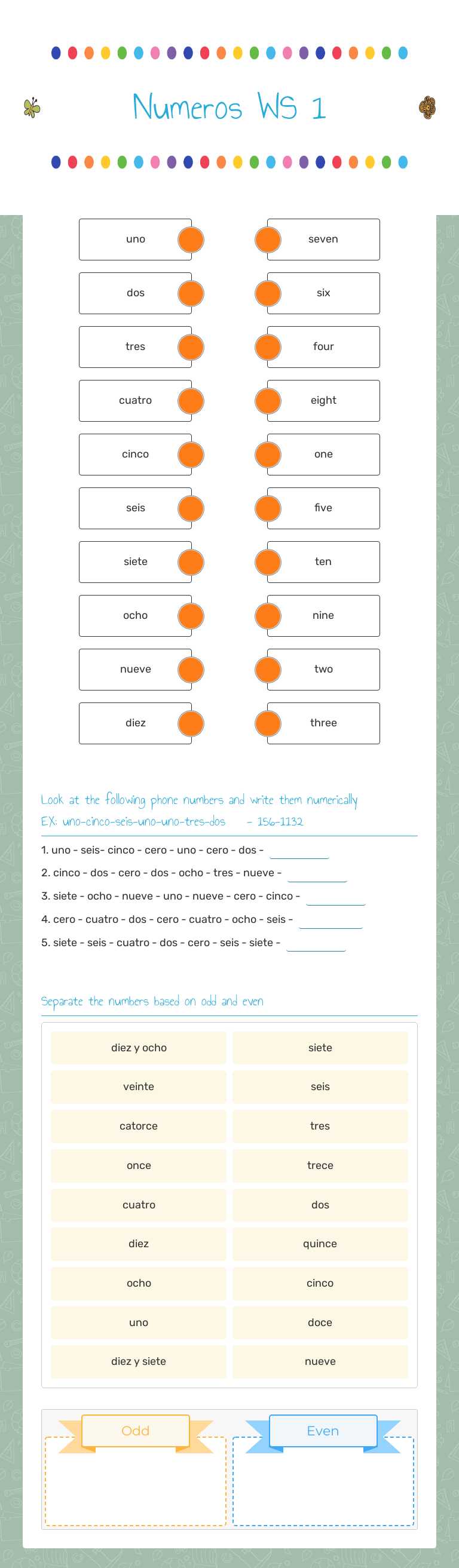 Numeros WS 1 worksheet preview image