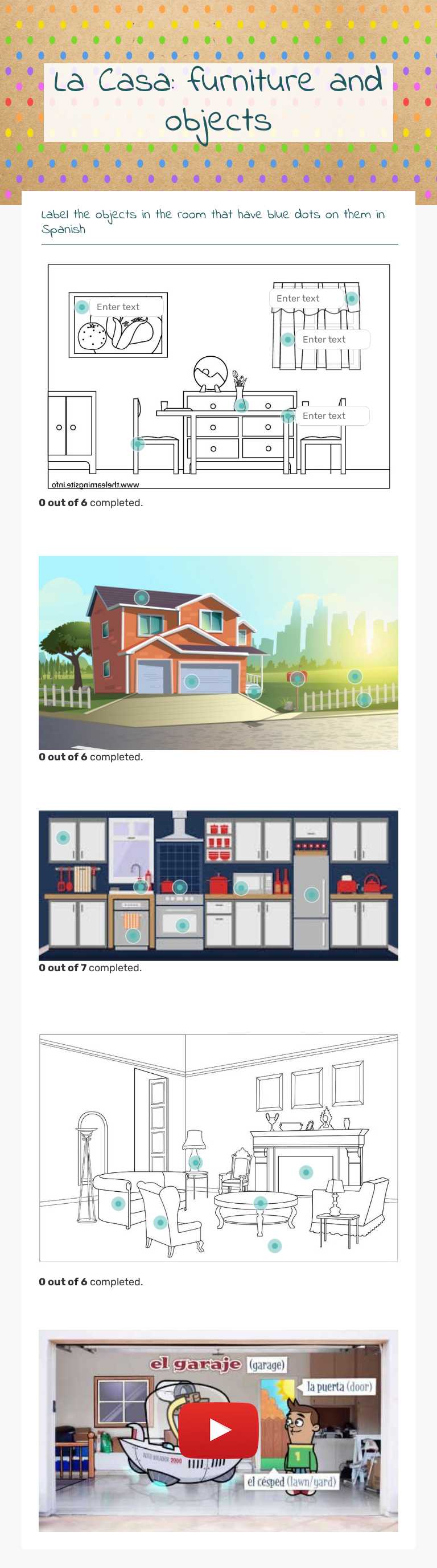 La Casa: furniture and objects worksheet preview image