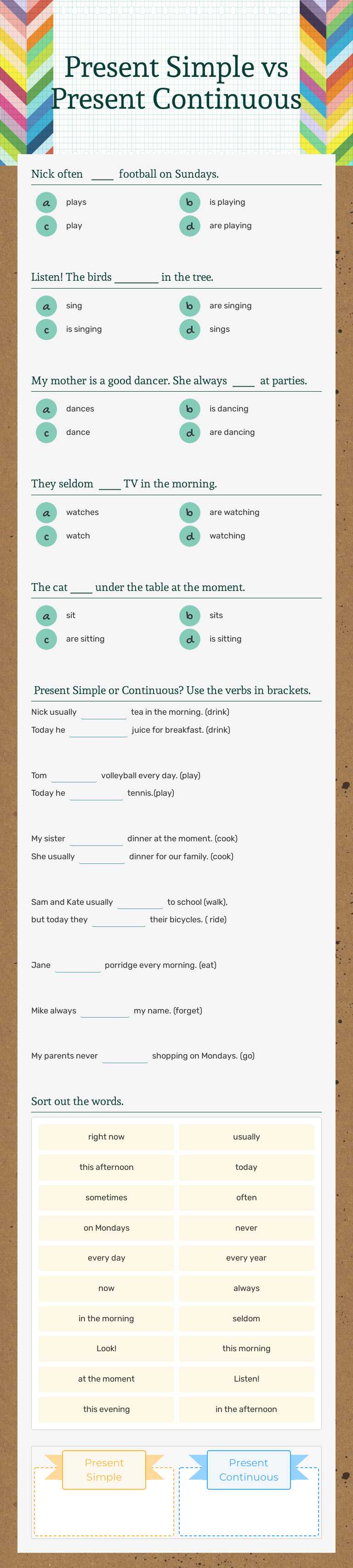 Present Simple vs Present Continuous by Magda Budrović Tamim ...
