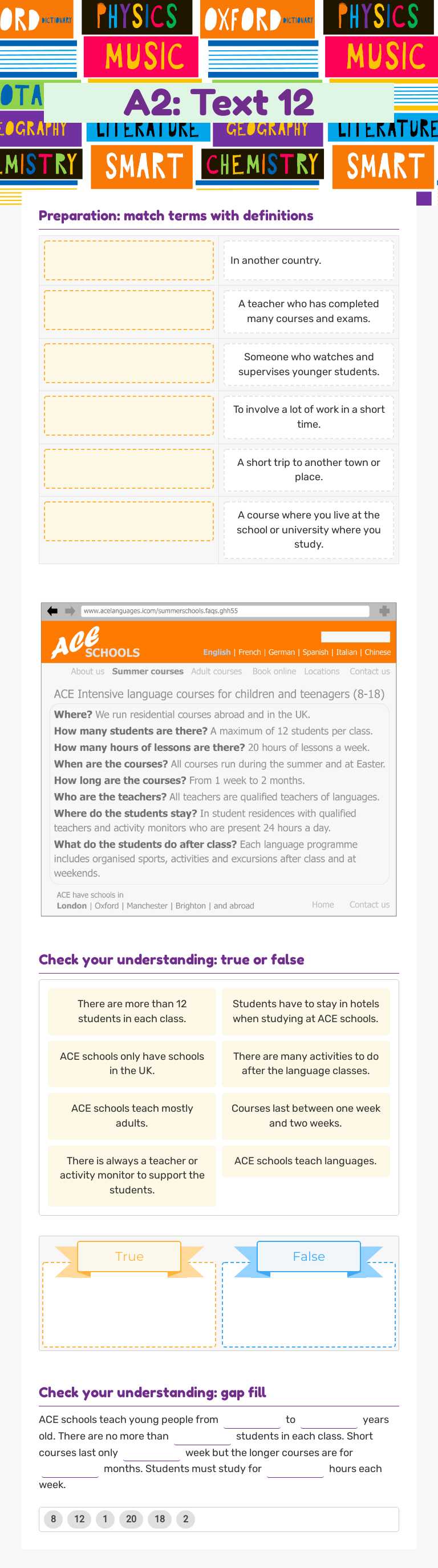 A2: Text 12 worksheet preview image