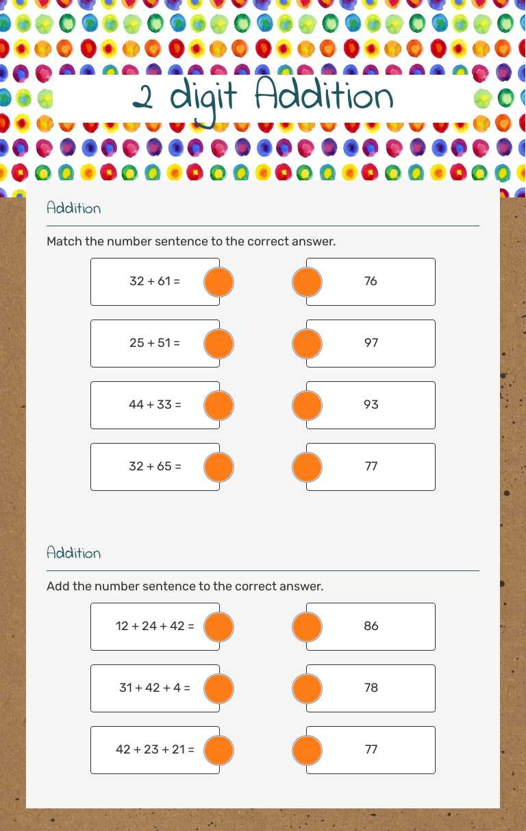 2 digit Addition worksheet preview image