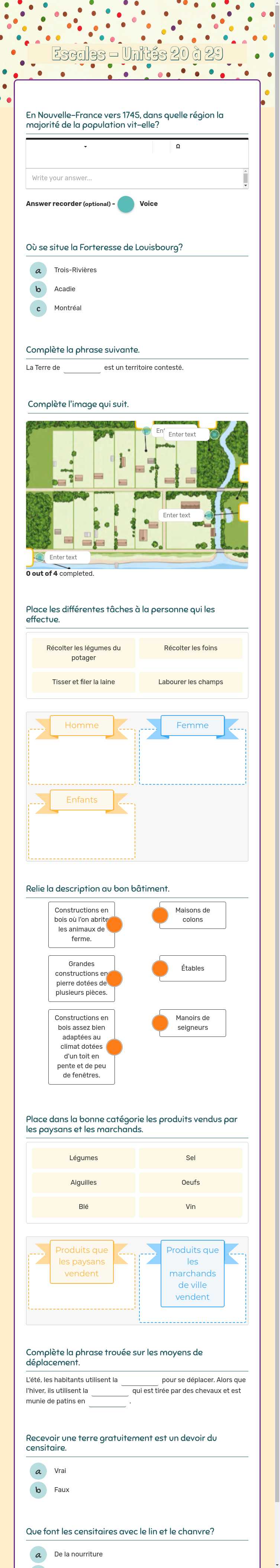 Escales - Unités 20 à 29 worksheet preview image