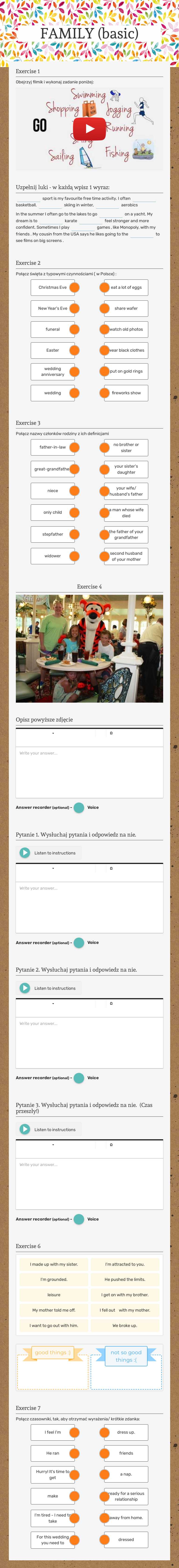 FAMILY  (basic) worksheet preview image