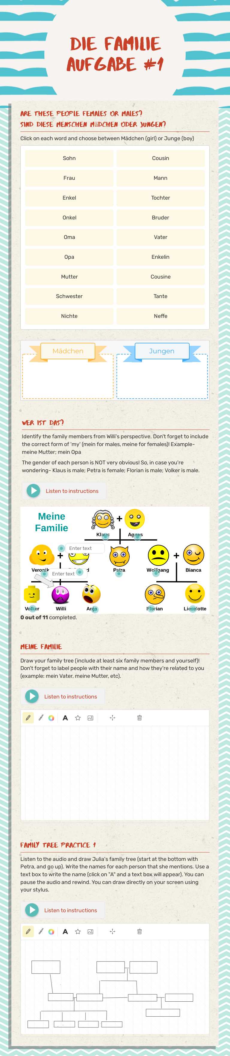Die Familie Aufgabe #1 worksheet preview image
