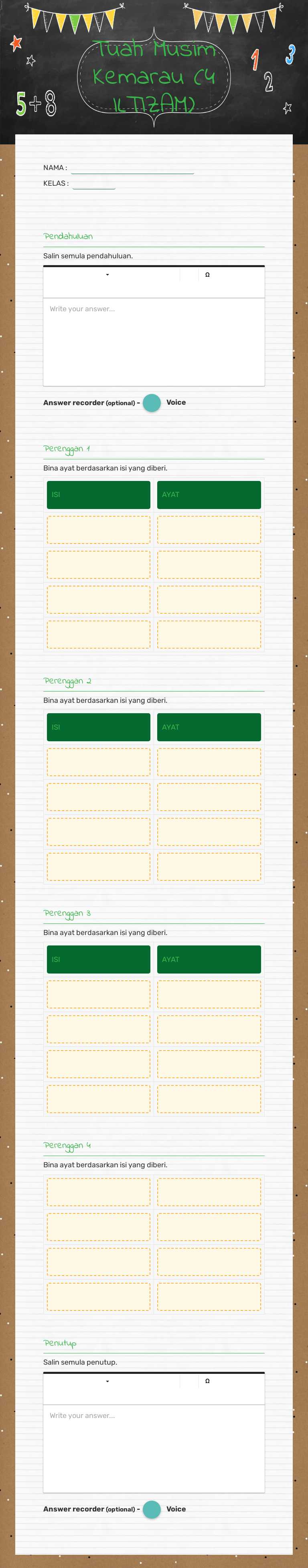 Tuah Musim Kemarau           (4 ILTIZAM) worksheet preview