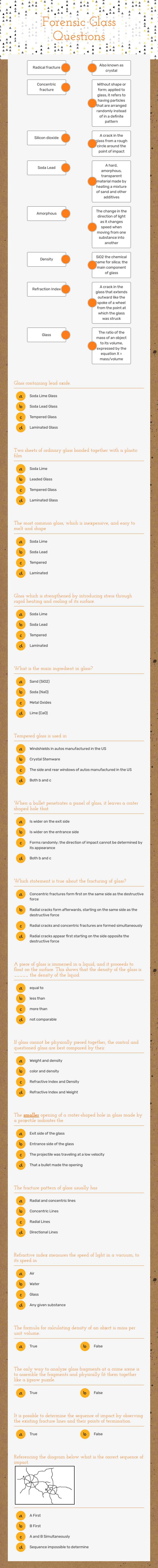 Forensic Glass Questions worksheet preview image