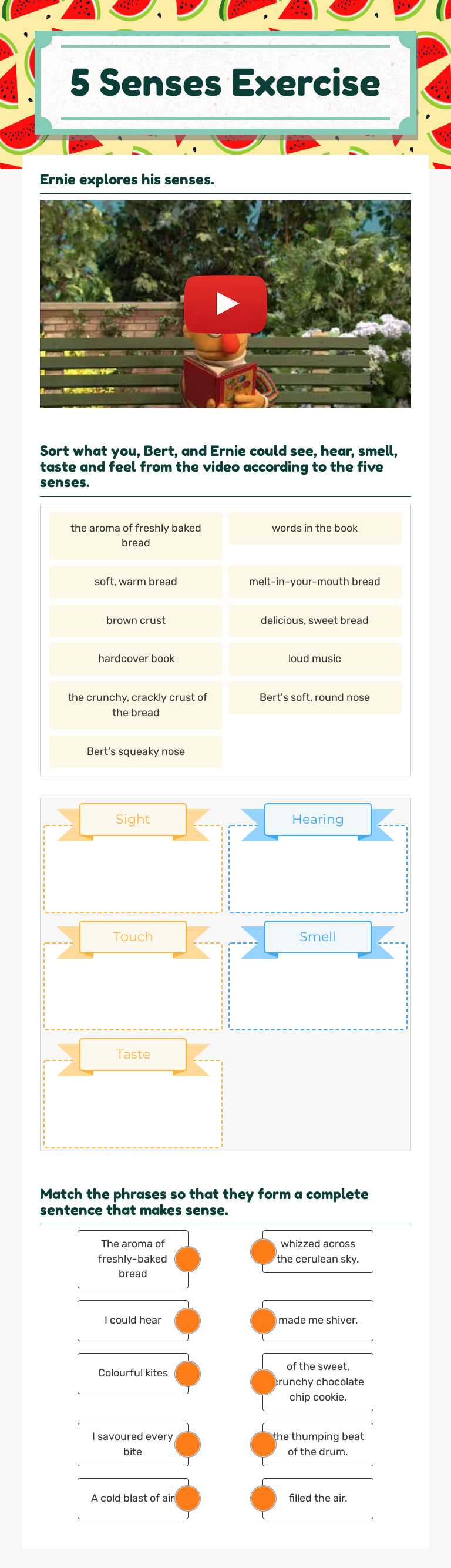 5 Senses
Exercise worksheet preview image