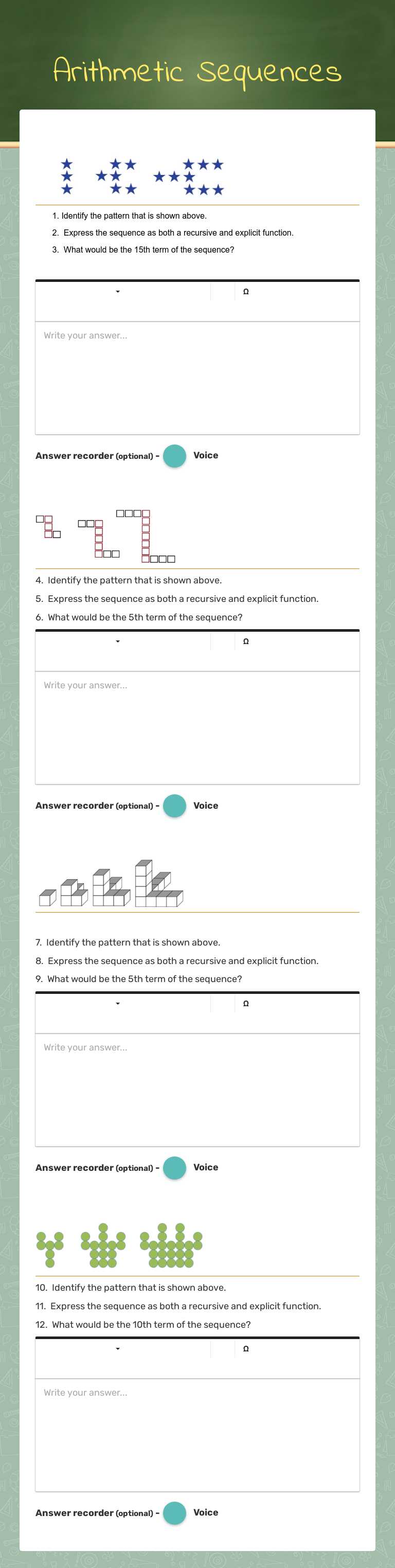 Arithmetic Sequences Grade 8 worksheet preview