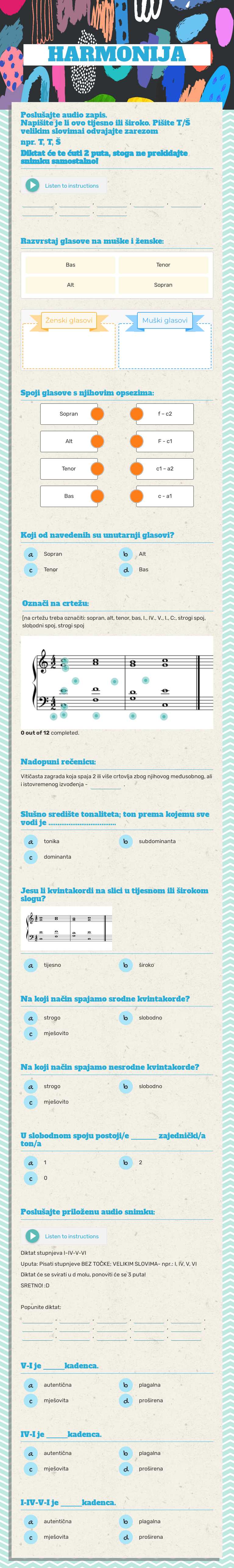 HARMONIJA Grade 9 worksheet preview
