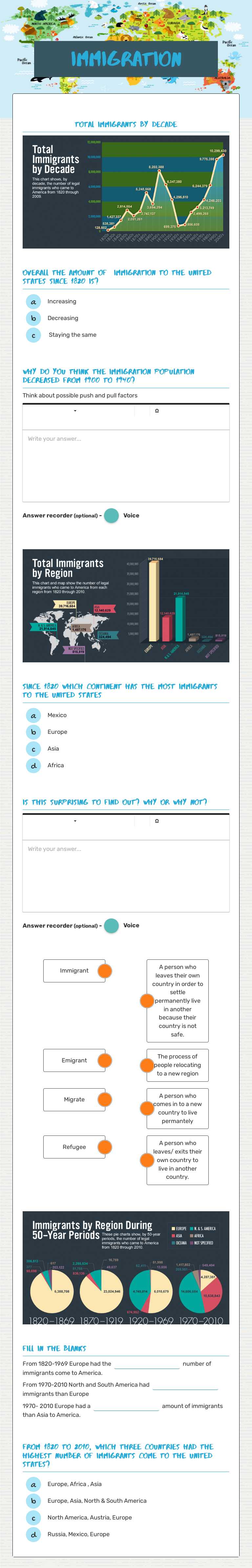 Immigration worksheet preview