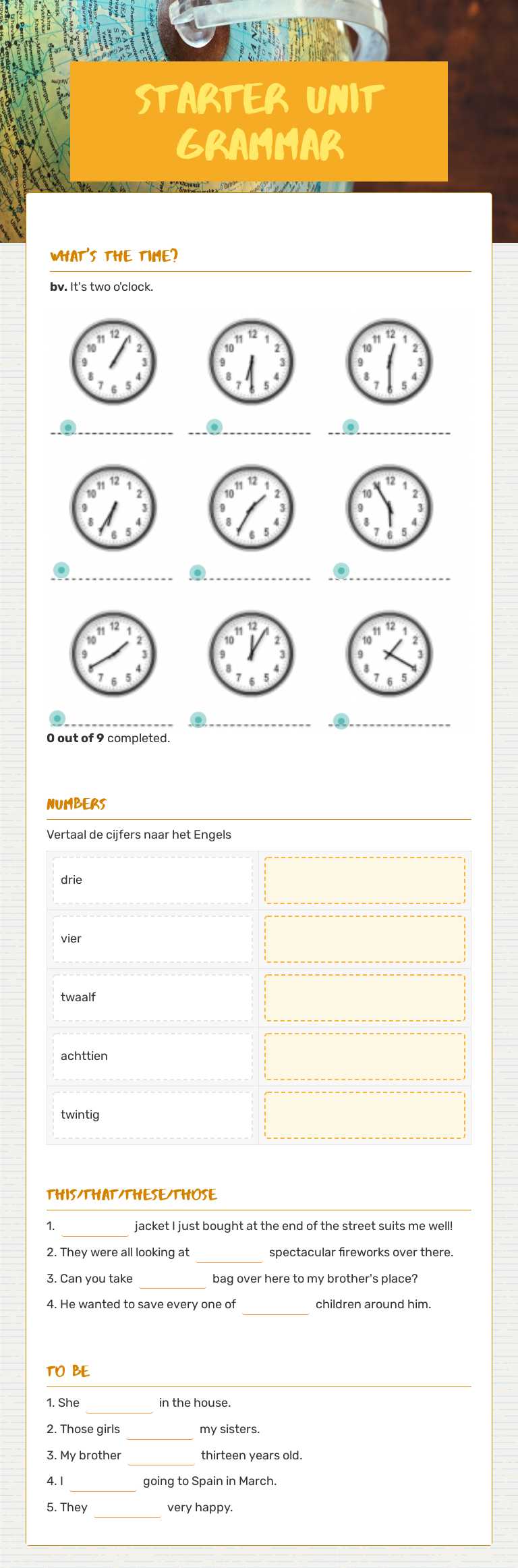 Starter Unit grammar worksheet preview