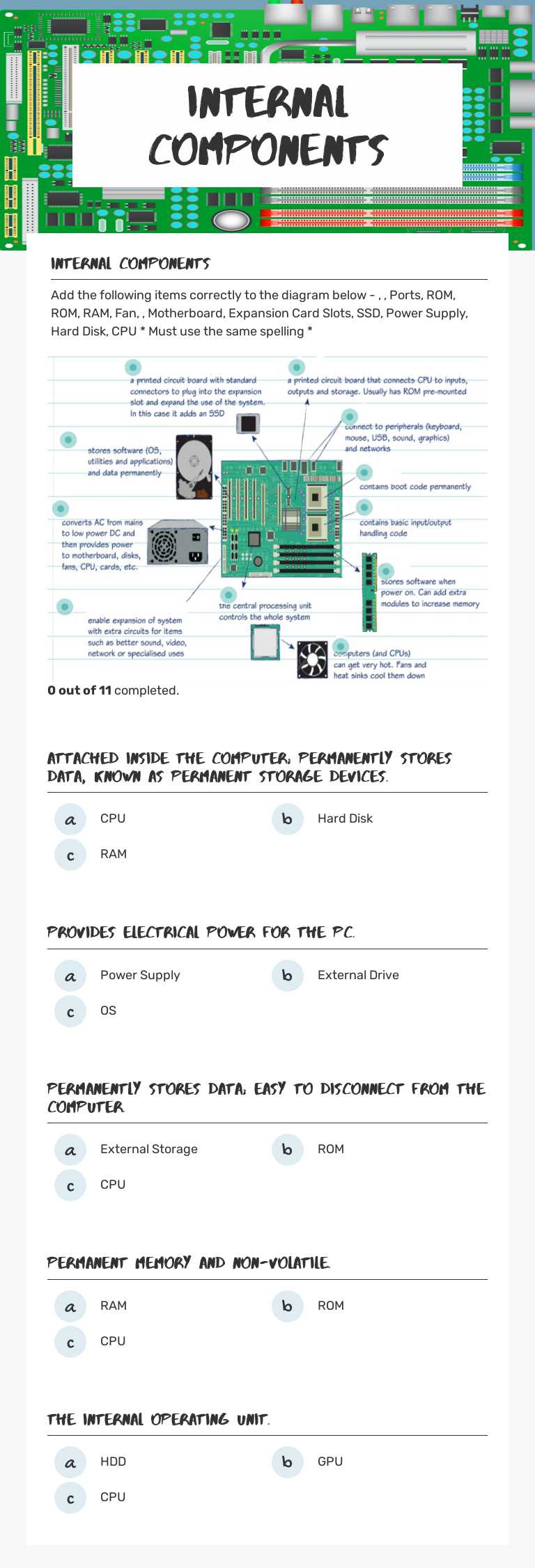 Internal COmponents worksheet preview image