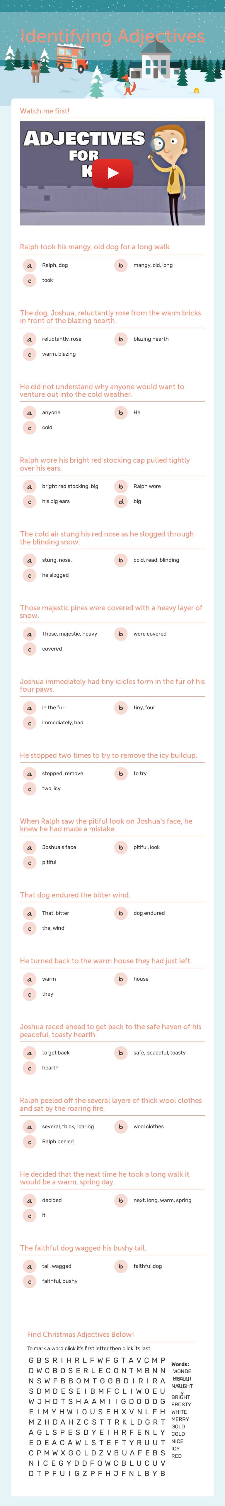 Identifying Adjectives worksheet preview image