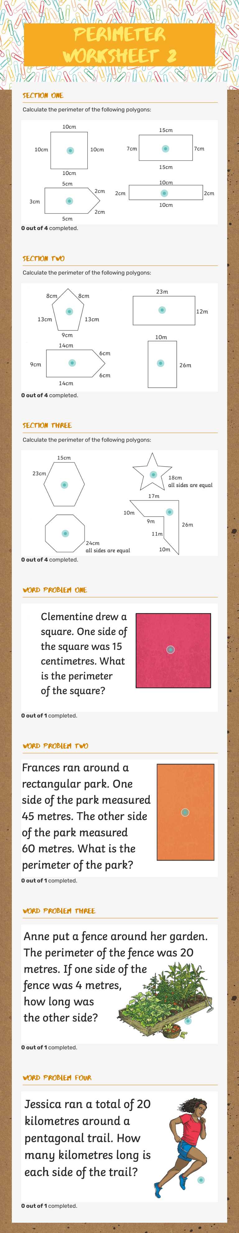 Perimeter
Worksheet 2 worksheet preview image