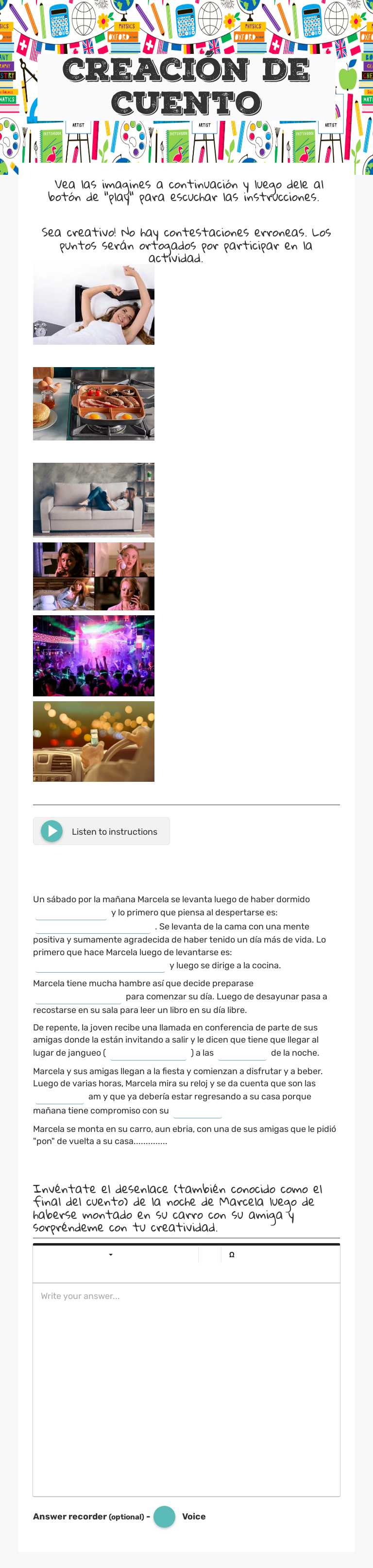 Creación de Cuento worksheet preview image