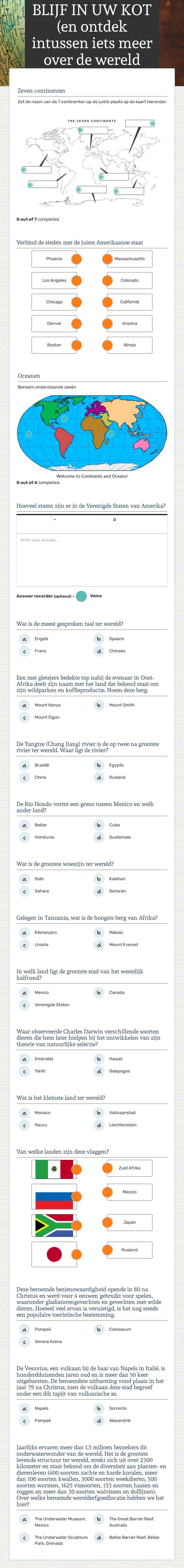 BLIJF IN UW KOT (en ontdek intussen iets meer over de wereld buiten uw kot) worksheet preview image
