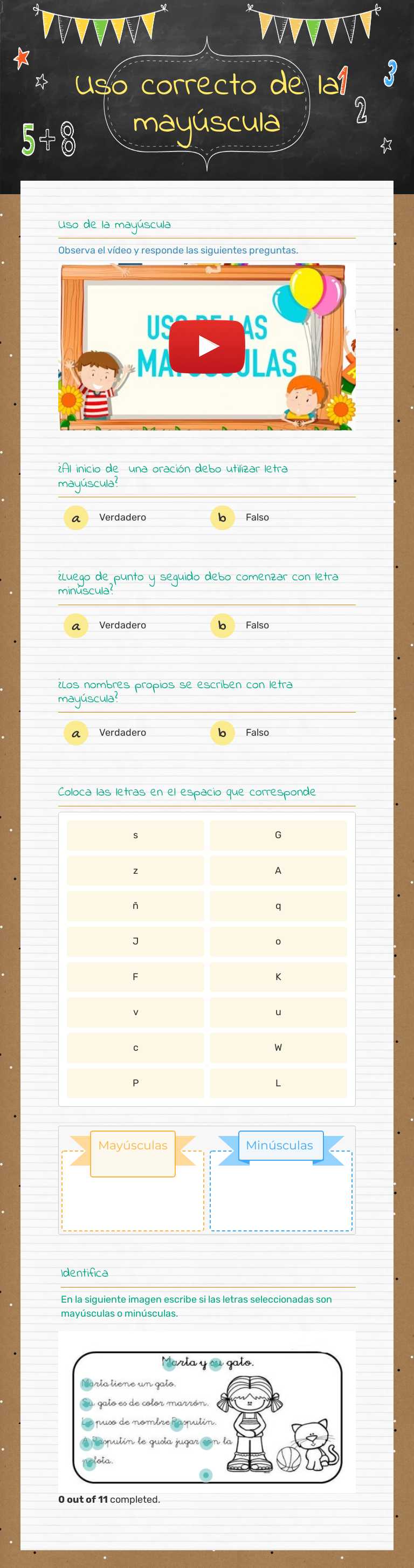 Uso correcto de la mayúscula Grade 1 worksheet preview