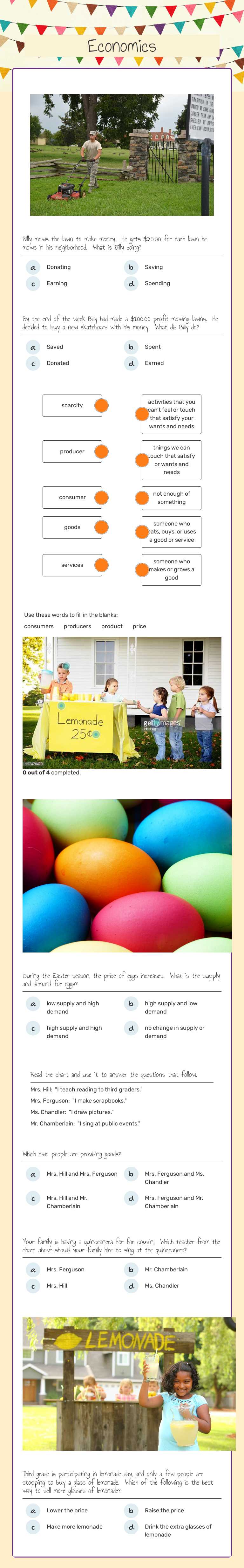 Economics worksheet preview image