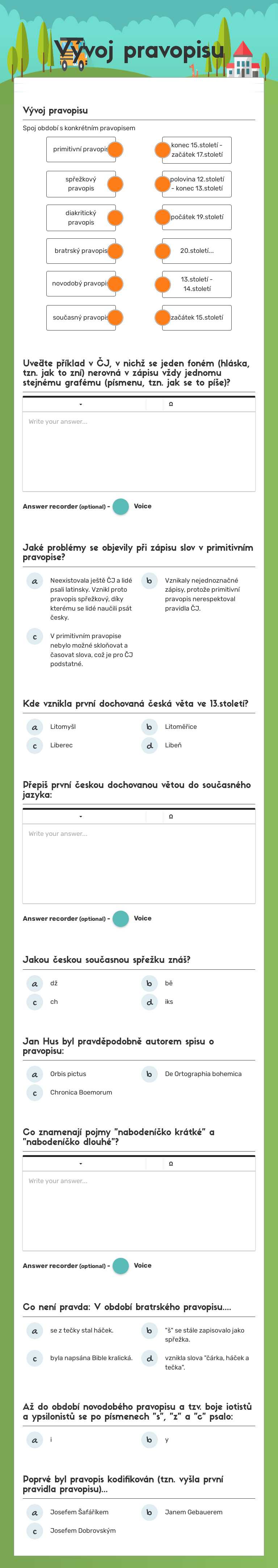 Vývoj pravopisu worksheet preview image