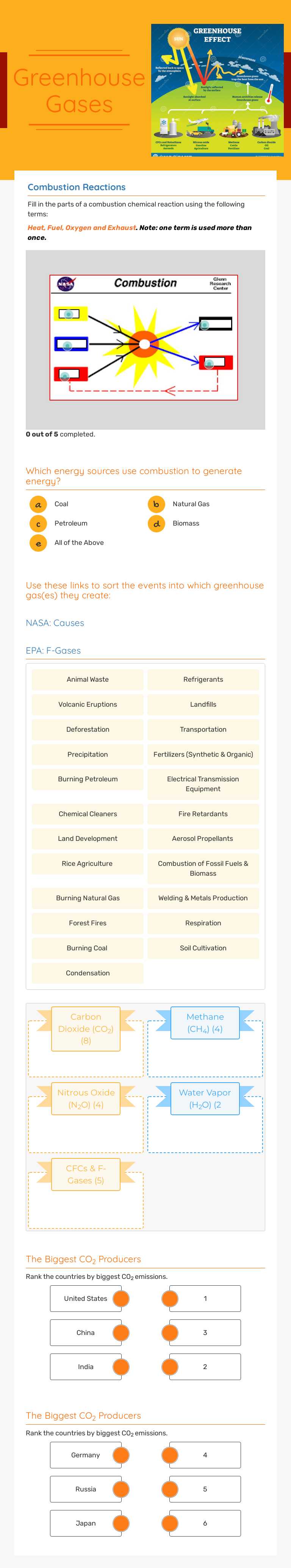 Greenhouse Gases worksheet preview image