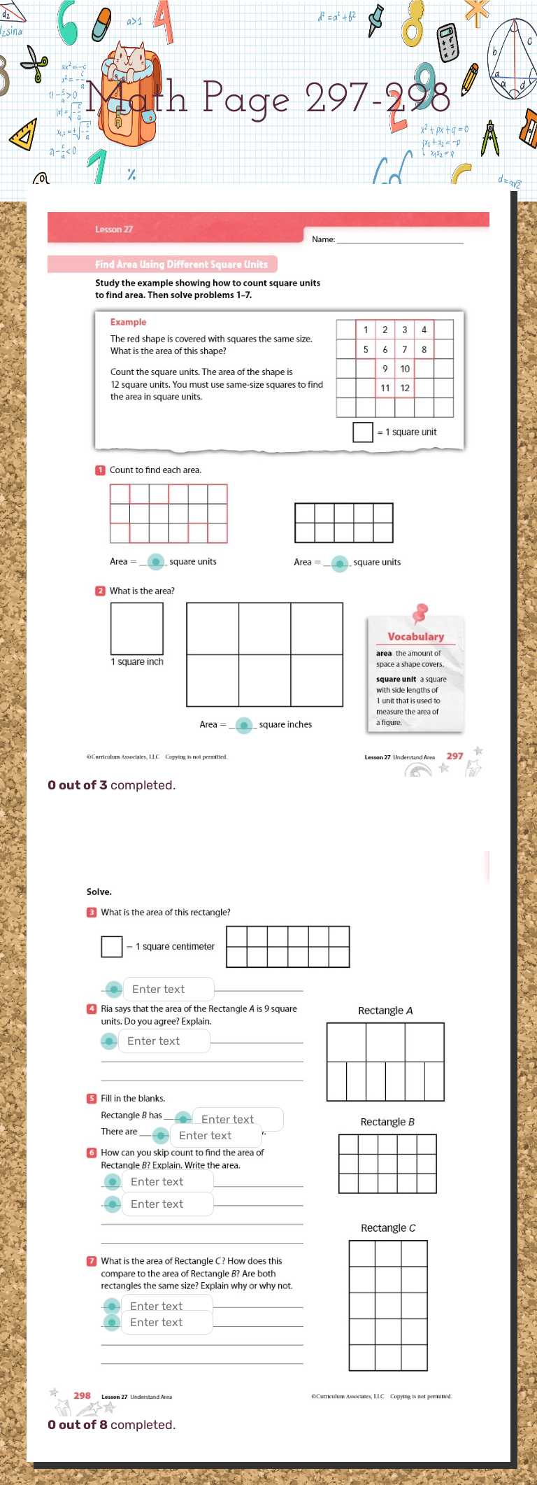 Math Page 297-298 worksheet preview image