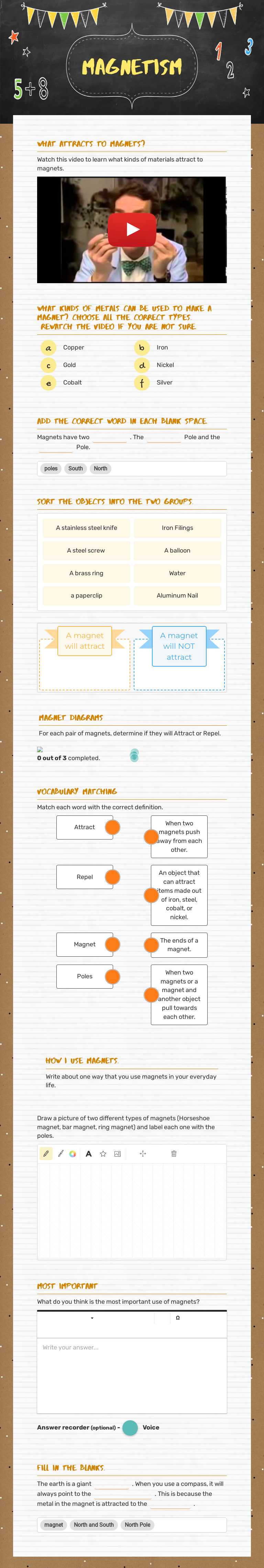 Magnetism worksheet preview image