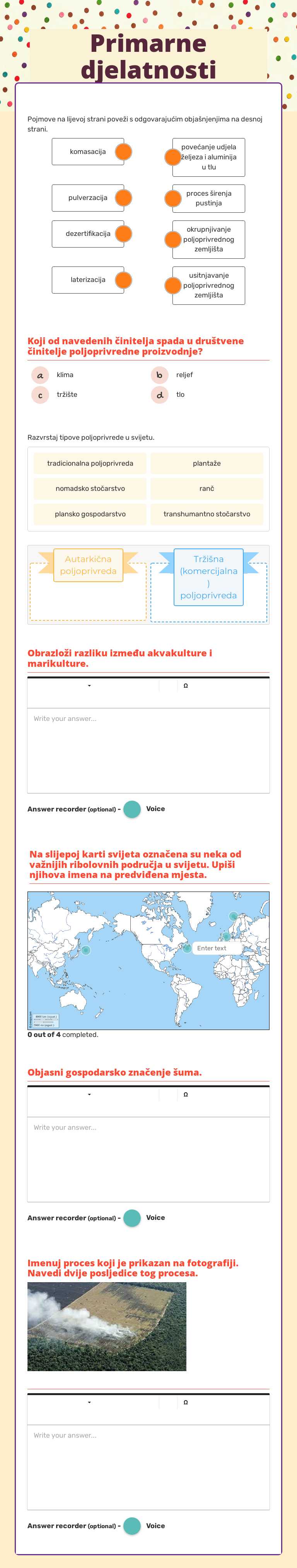 Primarne djelatnosti worksheet preview image