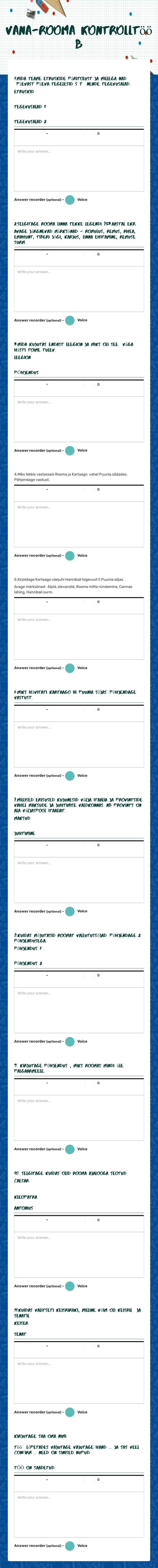 vana-rooma kontrolltöö b worksheet preview image