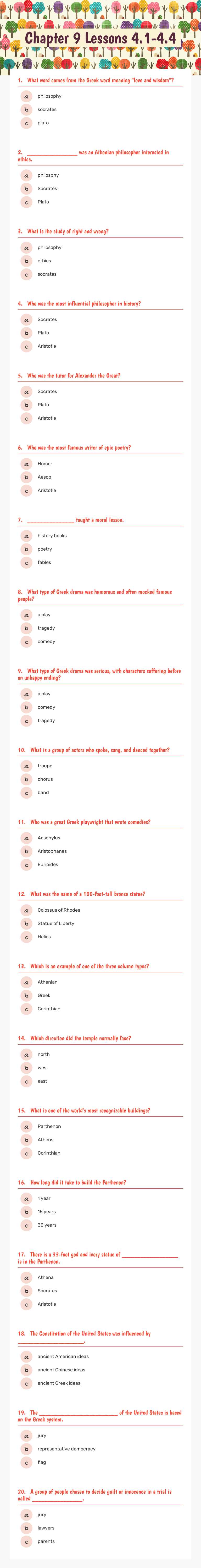 Chapter 9 Lessons 4.1-4.4 worksheet preview image