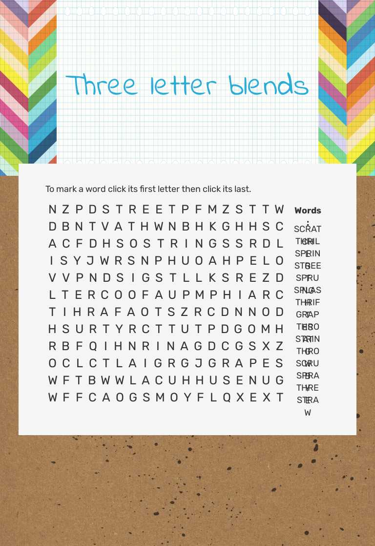 Three letter blends worksheet preview image