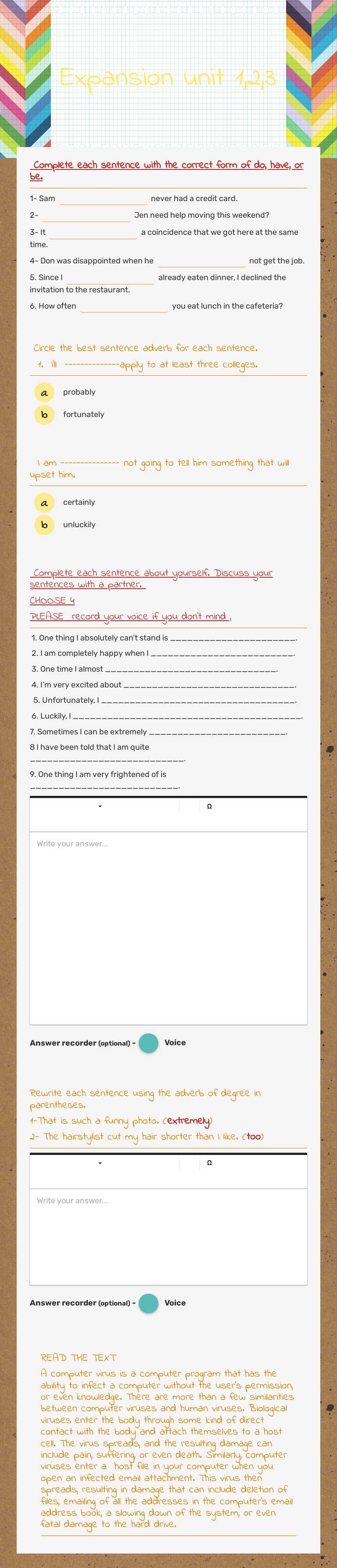 Expansion unit 1,2,3 worksheet preview image