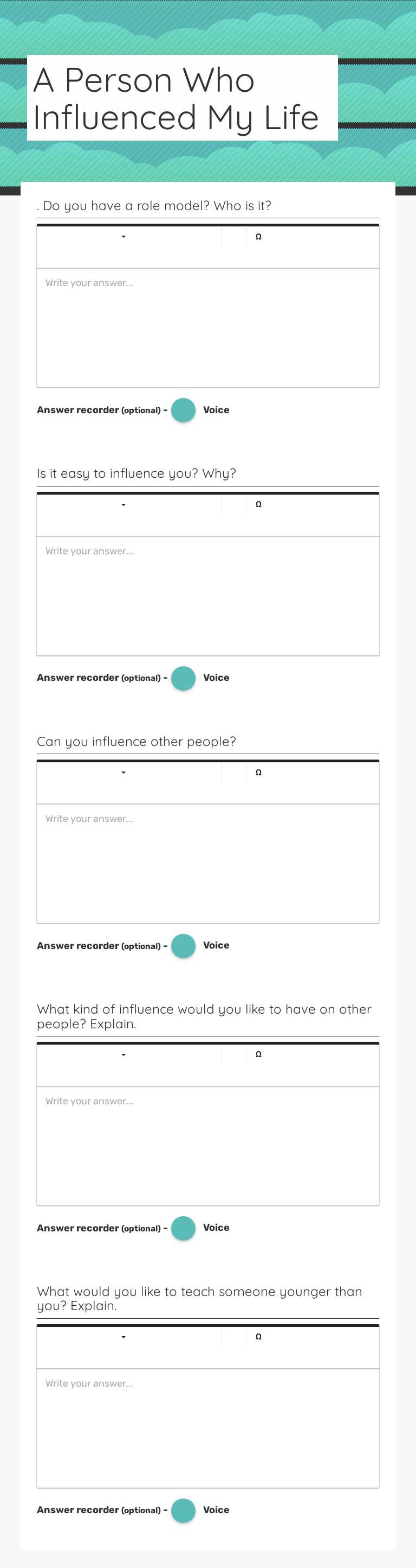 A Person Who Influenced My Life worksheet preview image