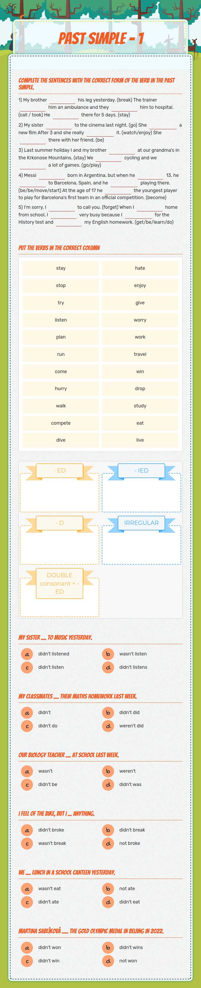 Past simple - 1 worksheet preview image
