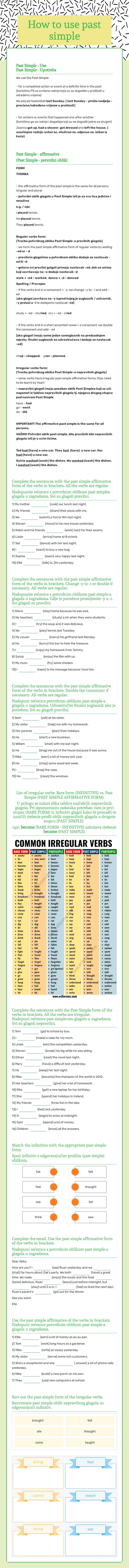 How to use past simple worksheet preview image