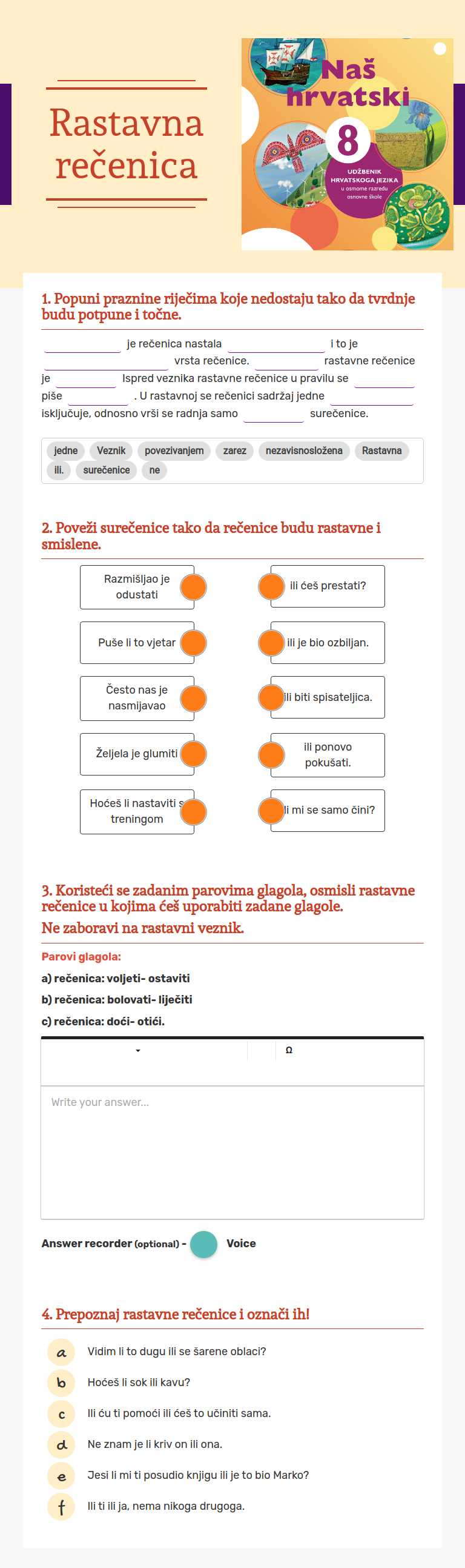 Rastavna rečenica worksheet preview image