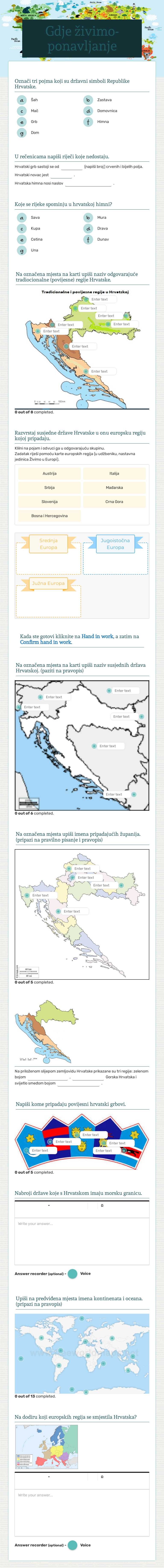 Gdje živimo-ponavljanje worksheet preview image