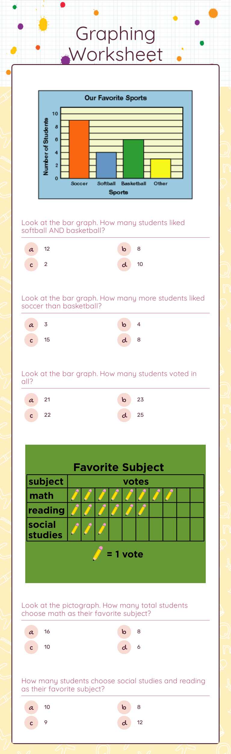 Graphing Worksheet Grade 3 worksheet preview