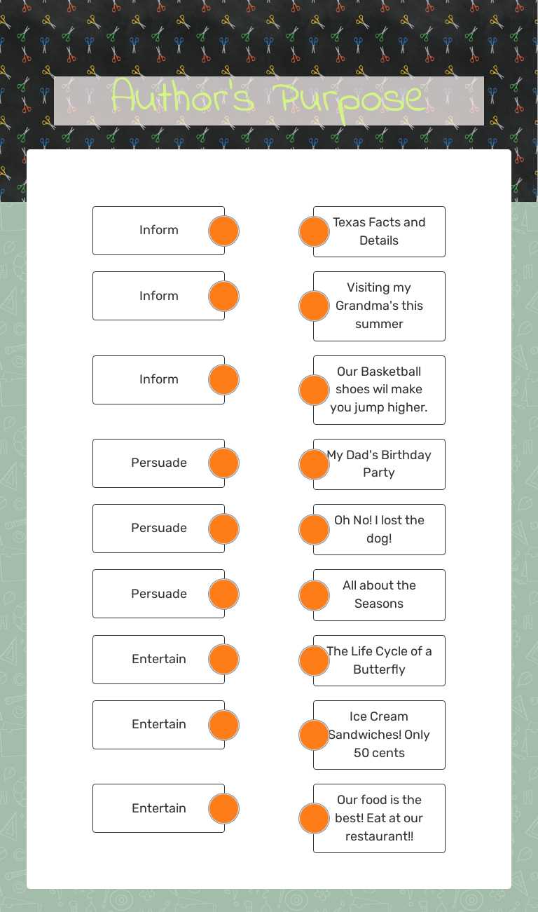 Author's Purpose worksheet preview image