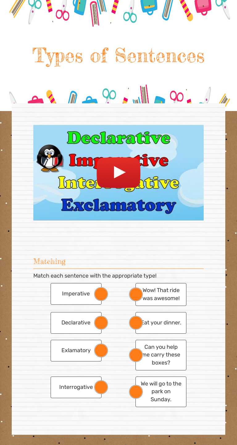 Types of Sentences worksheet preview image