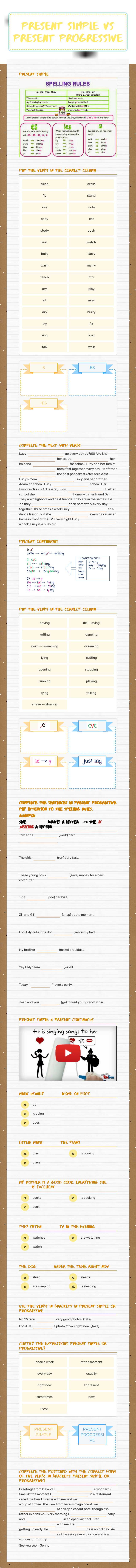 present Simple vs 
Present Progressive worksheet preview image