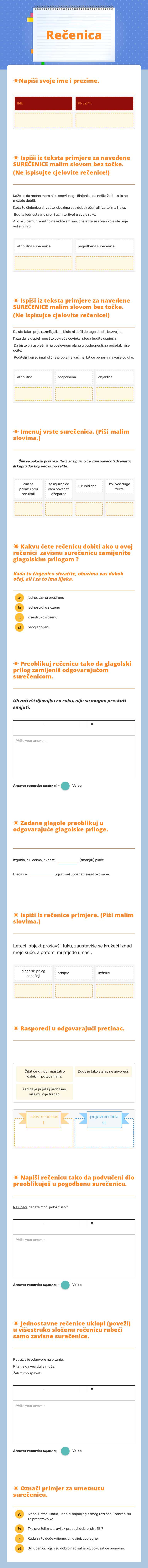 Rečenica worksheet preview image