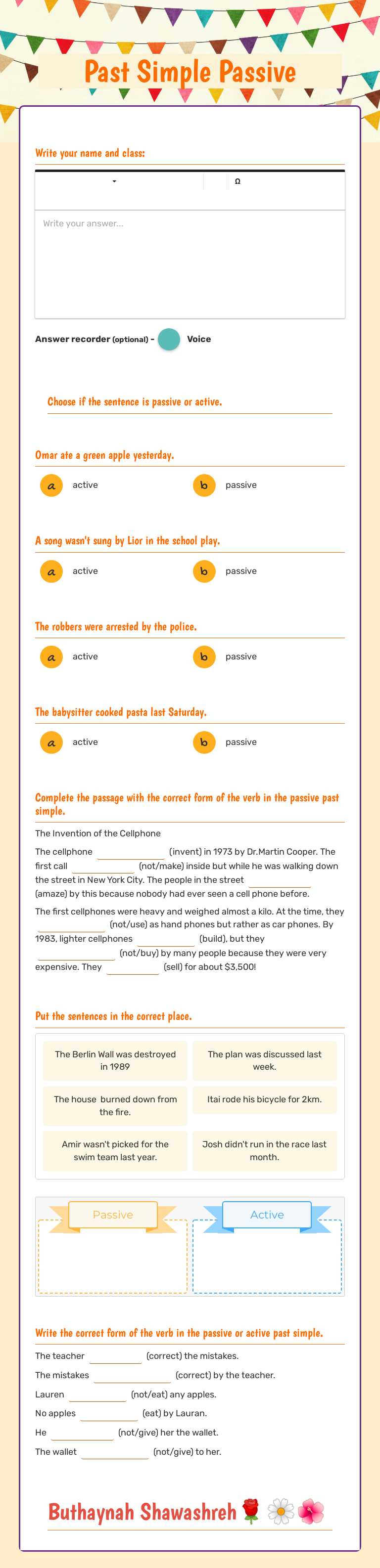 Past Simple Passive worksheet preview image
