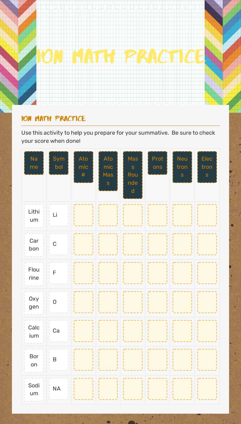 Ion Math Practice worksheet preview image
