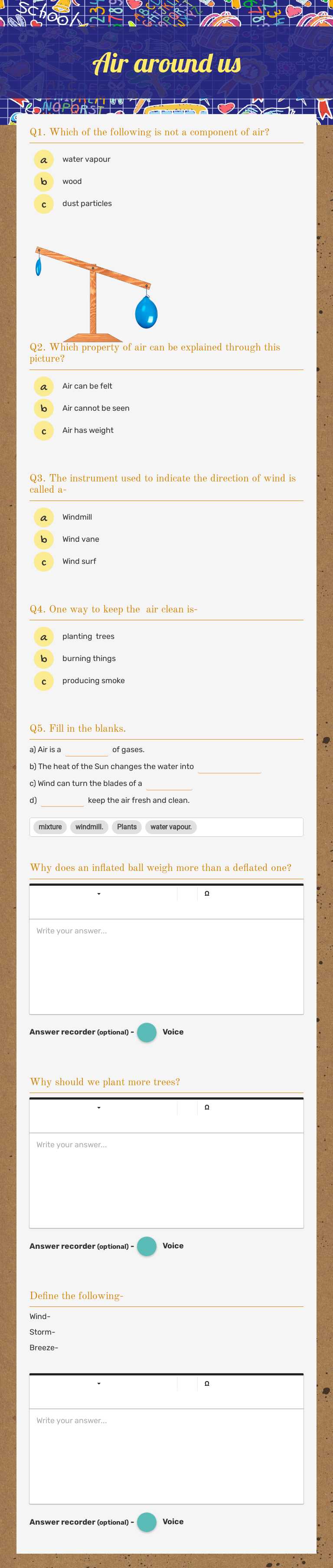 Air around us worksheet preview image