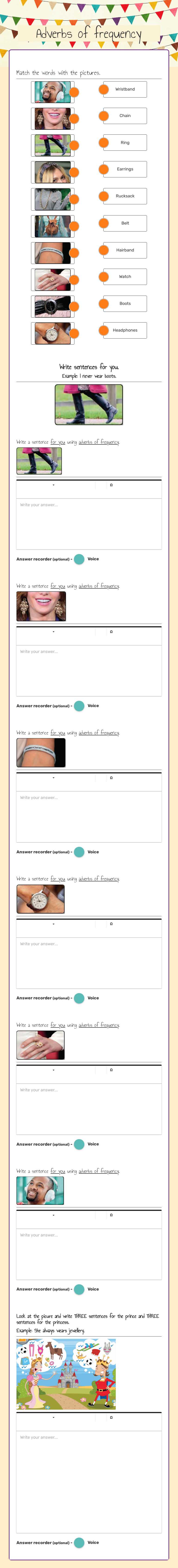 Adverbs of frequency worksheet preview image