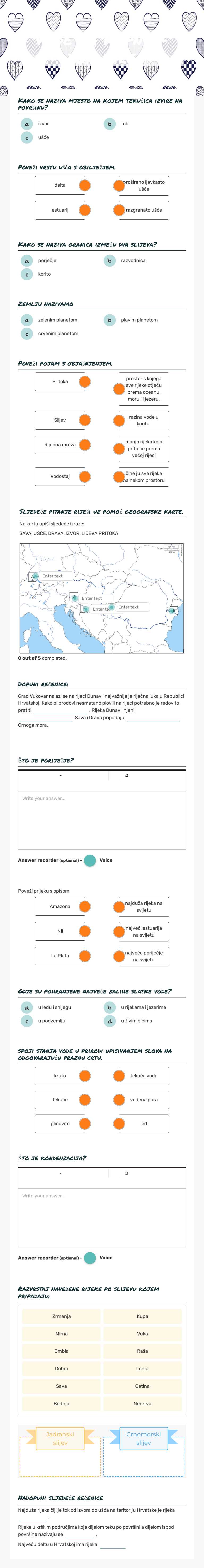 Vode na kopnu - tekućice Grade 5 worksheet preview