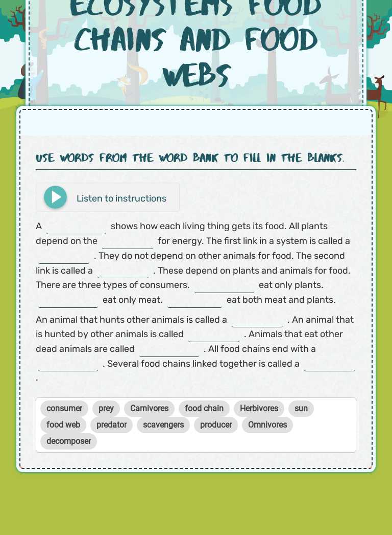 Ecosystems Food Chains and Food Webs worksheet preview image